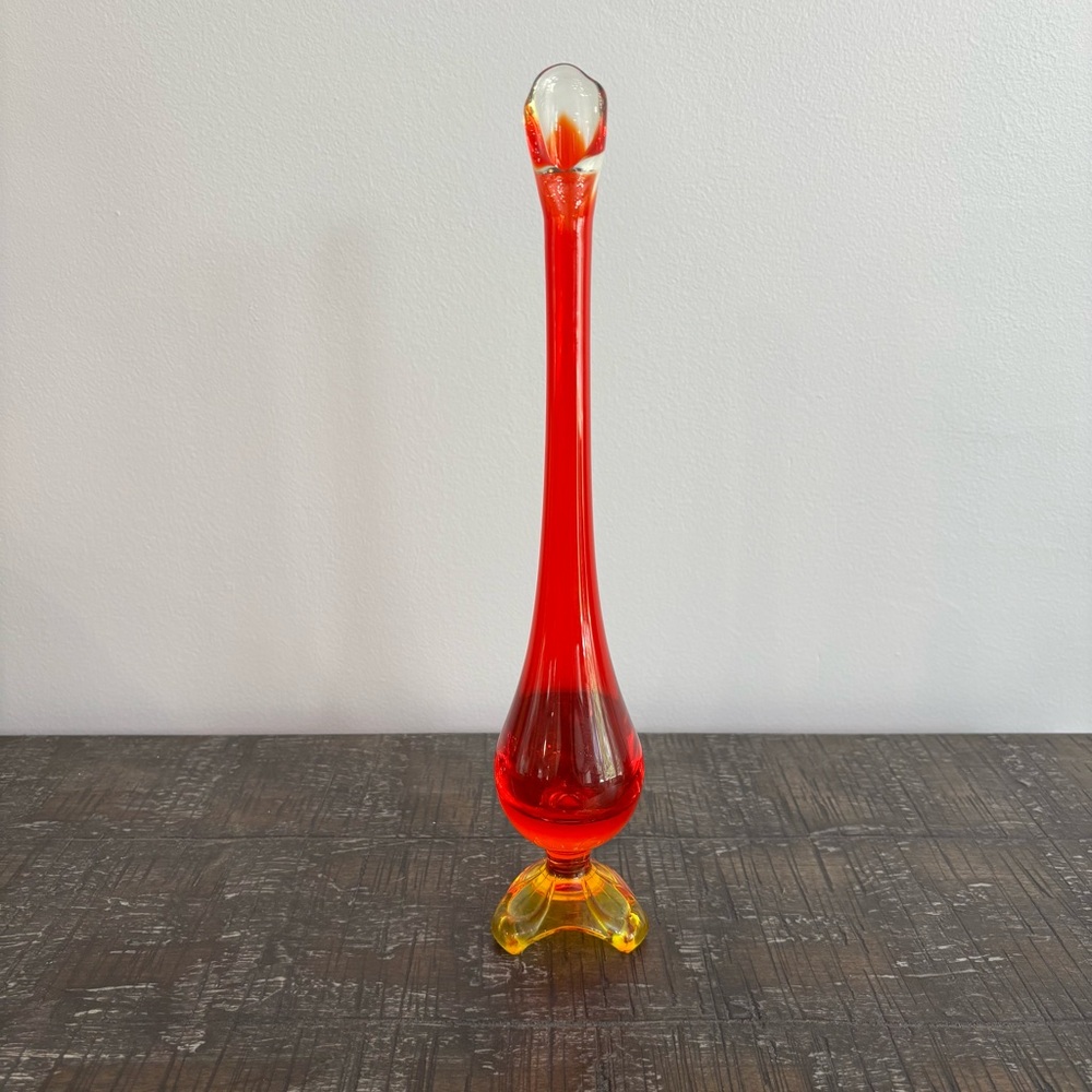 Viking glass vase 13” Blown Glass Swung Vase EUC!